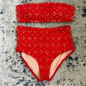 JCrew Red Eyelet Bikini Set
